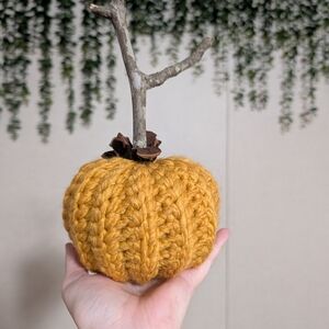 Handcrafted Mustard Yellow Chrochet Pumpkin Decor